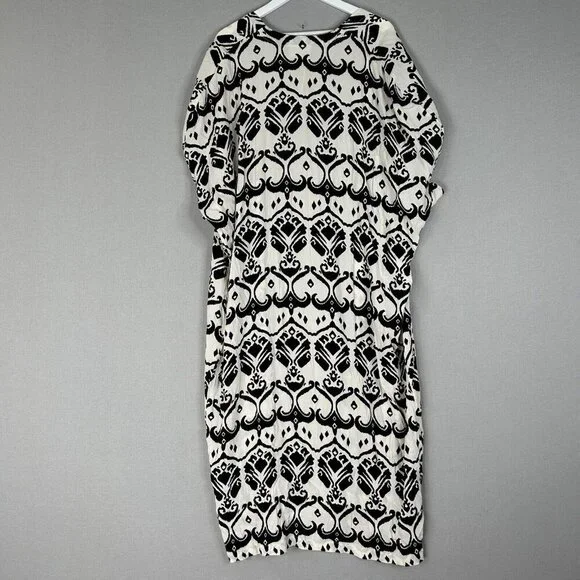 Bel Kazan Anthro Womens Top One Size Black Lois Duster Kimono Motif Resort Beach - Picture 8 of 13